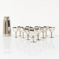 A 13 piece silver plated cocktail set by C.G. Hallberg, Sweden, 20th Century.