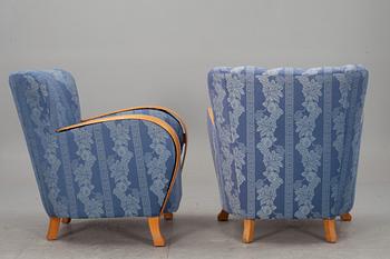 FÅTÖLJER, ett par, Art deco, 1900-talets första hälft.