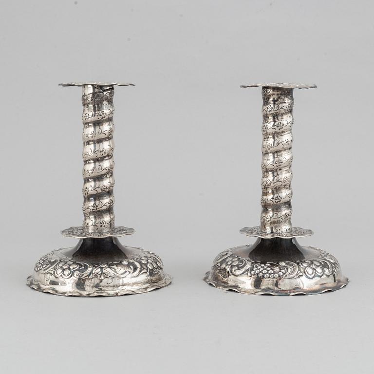 Tenn & Silver Ab, ljusstakar, ett par, silver, barockstil, Göteborg 1948.