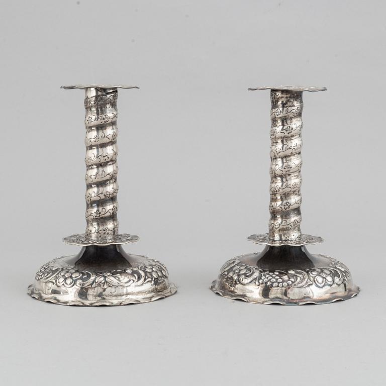 A pair of swedish silver candlesticks, mark of Tenn & Silver Ab, Gothenburg 1948.