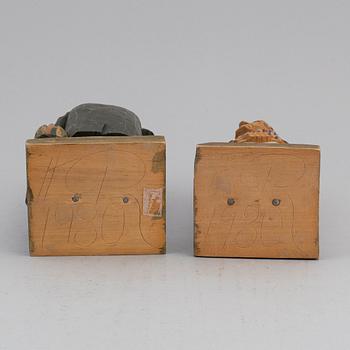 HERMAN ROSELL, sculptures, 2, painted wood, signed and dated 1930.