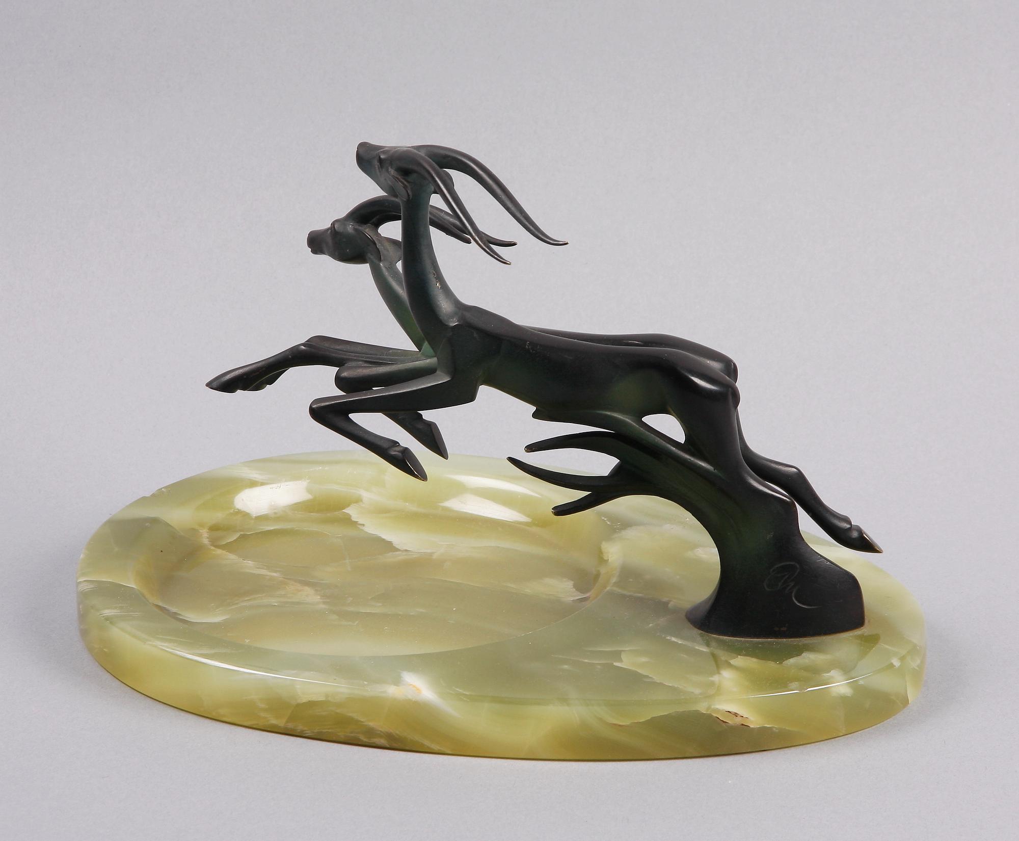 ASKFAT, brons och agat, art deco, 1930/40-tal.