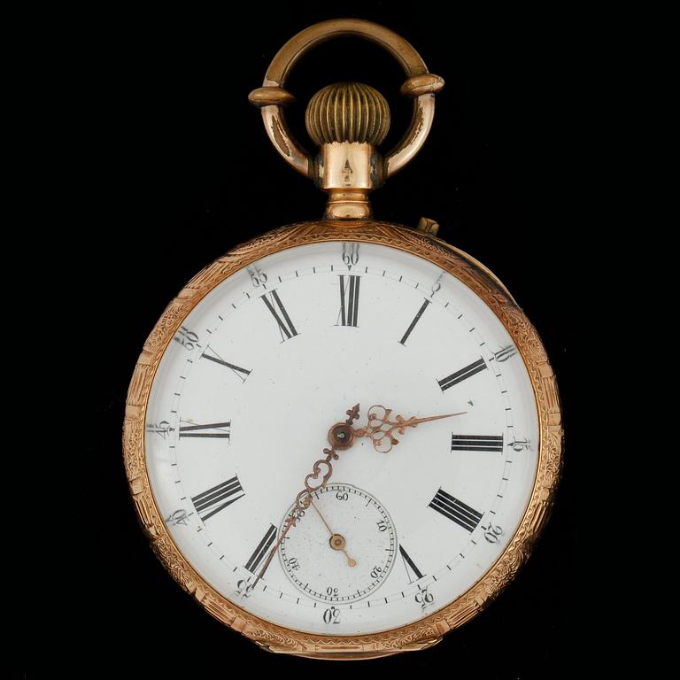 FICKUR, herr, 14k guld, omkring 1900. Vikt  ca74g.