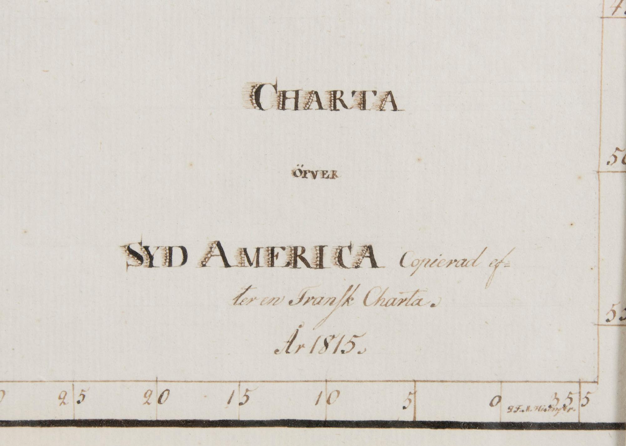 KARTA, handritad, tusch och akvarell, daterad 1815.