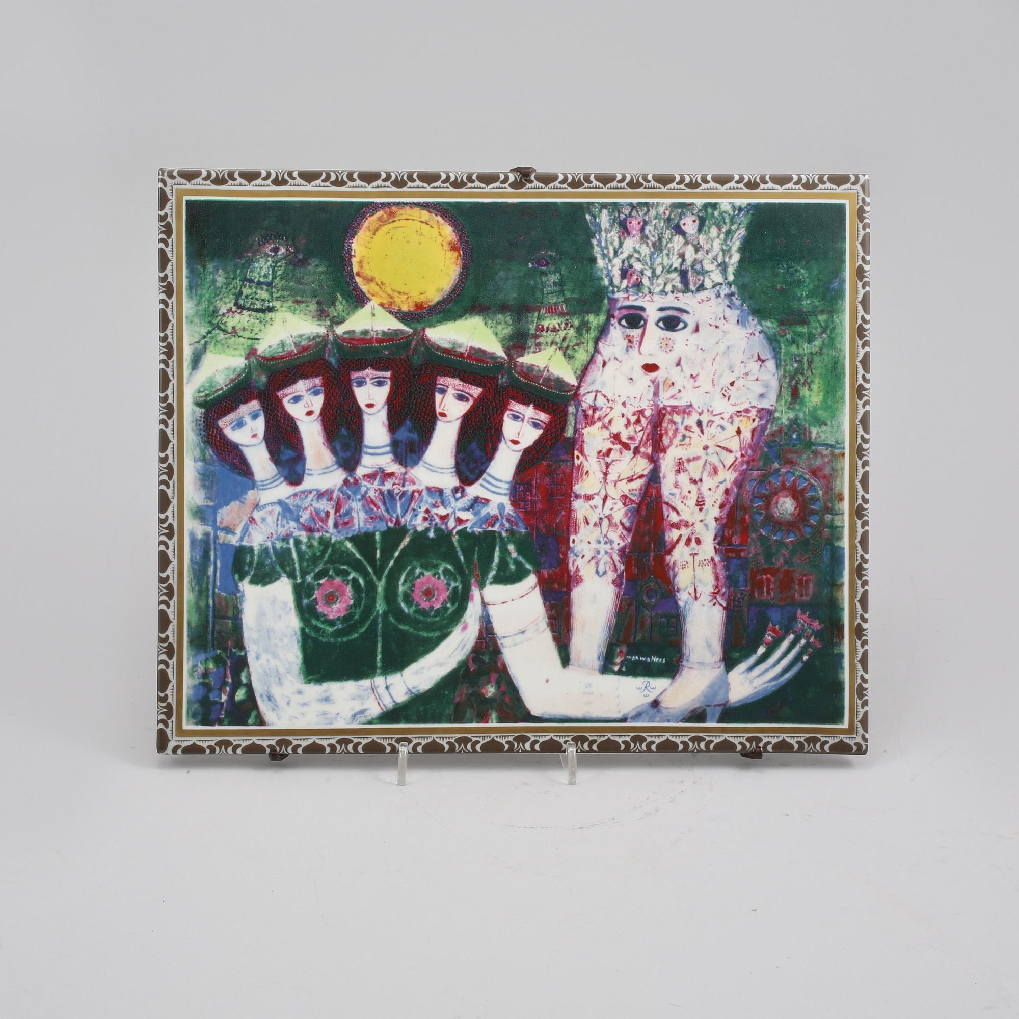 VÄGGPLAKETT, porslin, Max Walter Svanberg, Rörstrand, 1900-talets andra hälft.