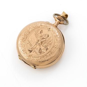 Pocket watch, 14K gold, 34 mm.