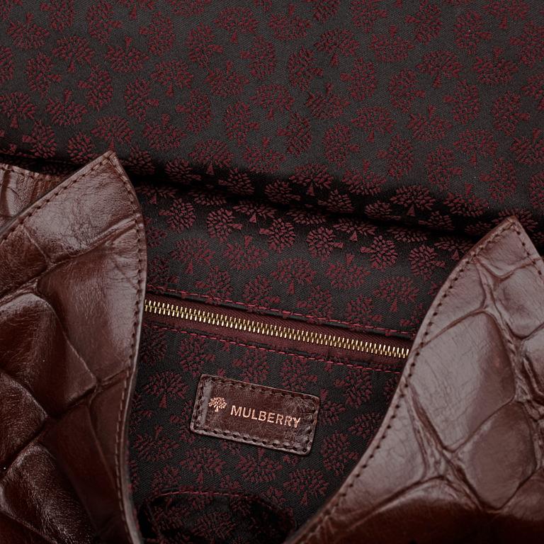 MULBERRY, a brown crocodile embossed leather shoulder bag.