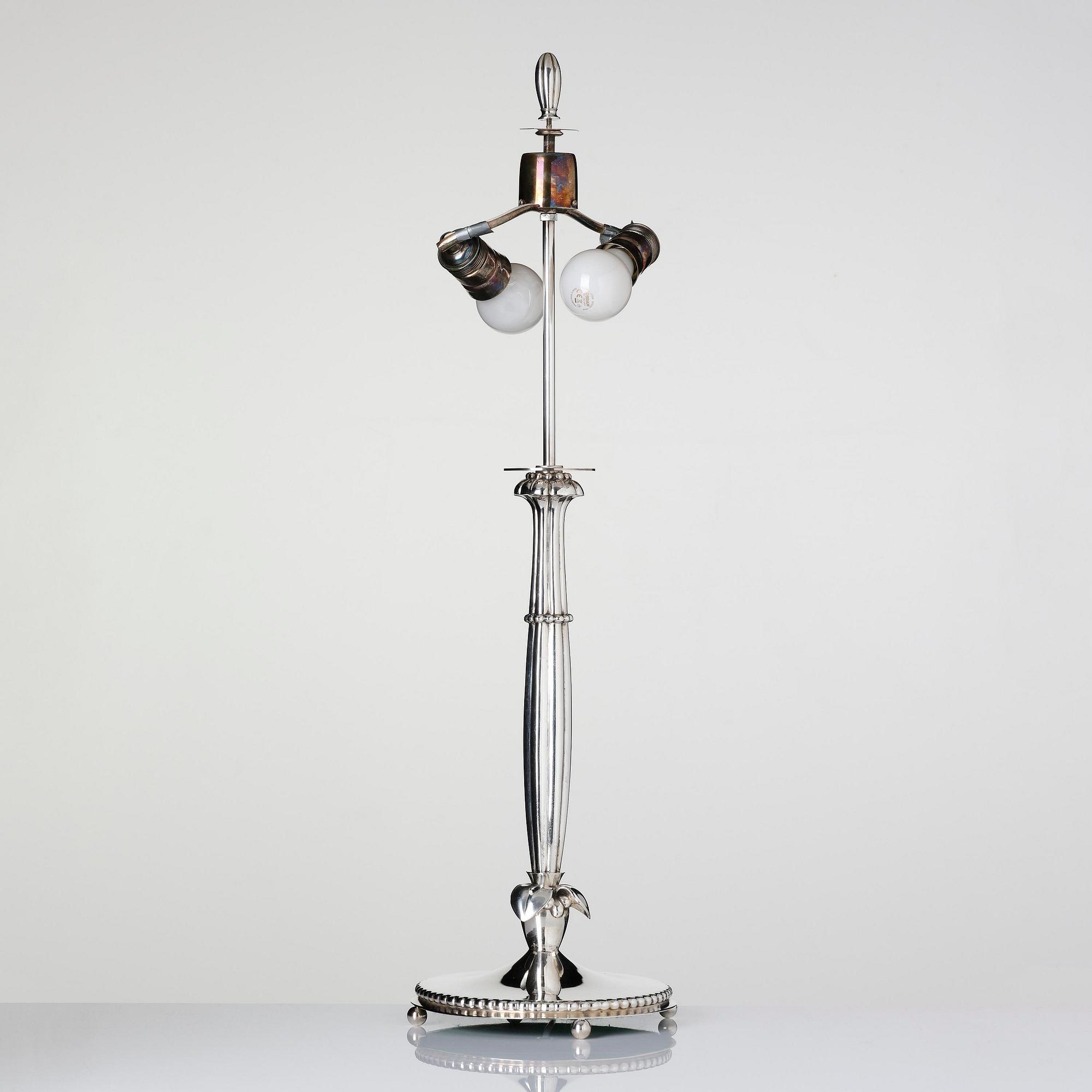 Firma Carl Hoff, a silver table lamp, Swedish import marks, Helsingborg 1929.