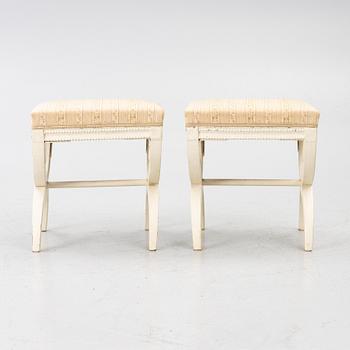 A pair of Late Gustavian stools, circa 1800.