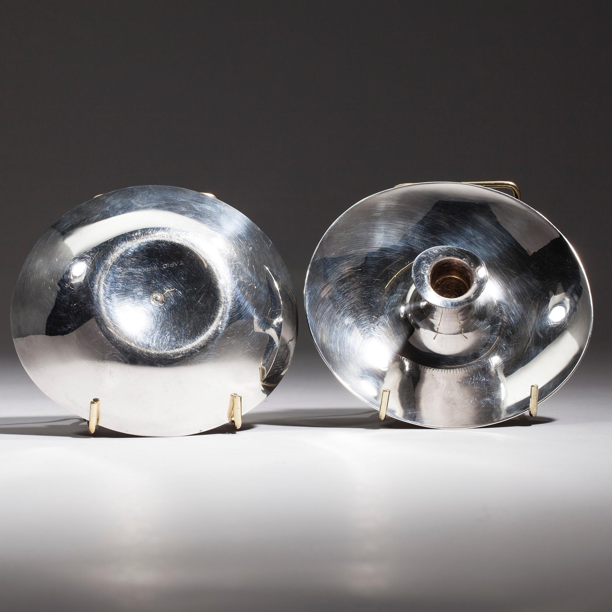 LJUSSTAKAR, ett par, silver, Tapio Wirkkala, Helsingfors 1966.