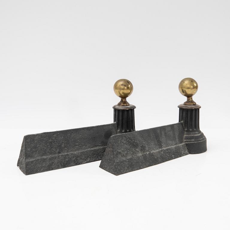 Fire dogs, a pair, first half of the 20th century.