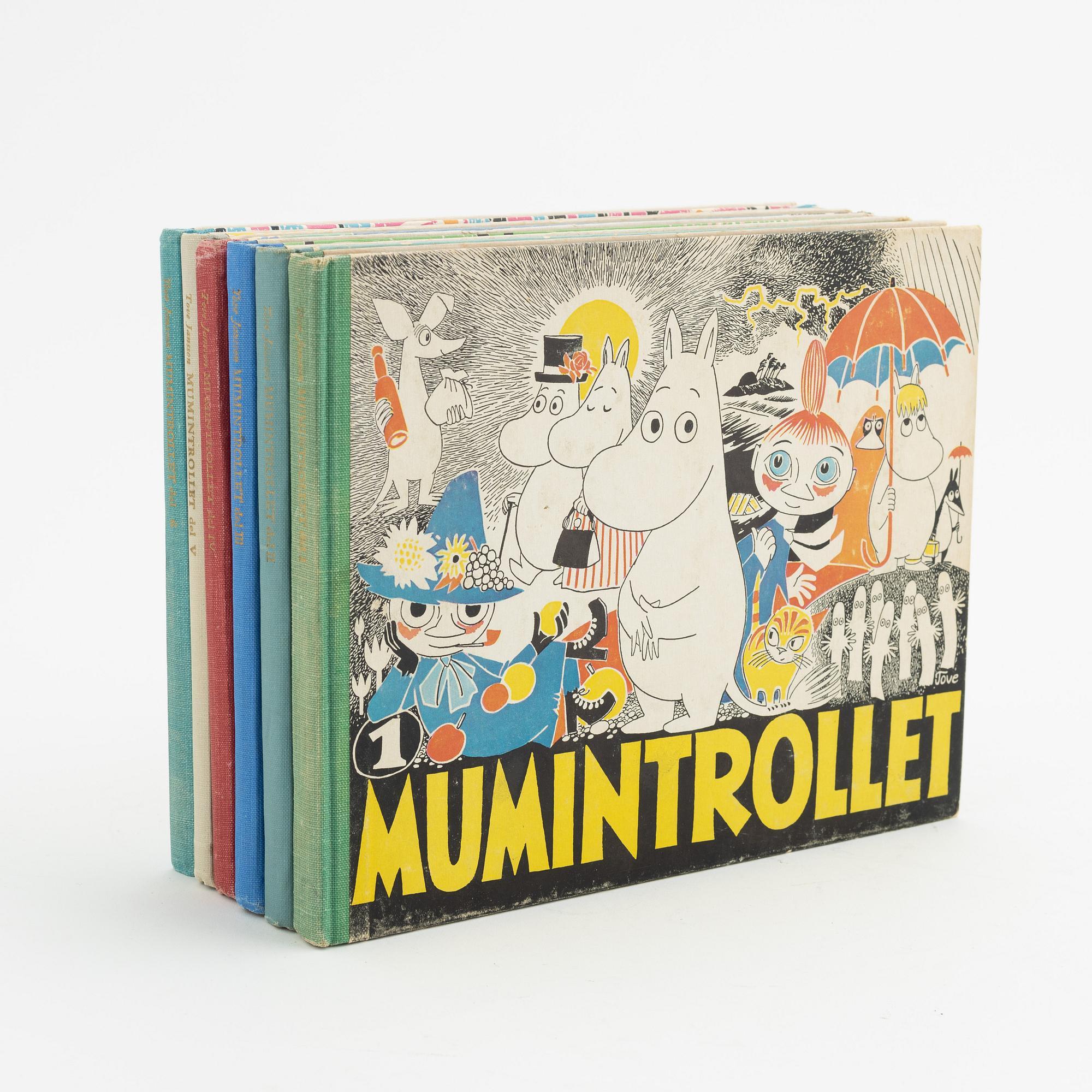 Tove Jansson,  six books 'Mumintrollet 1-6', Gebers Förlag AB 1957-62.