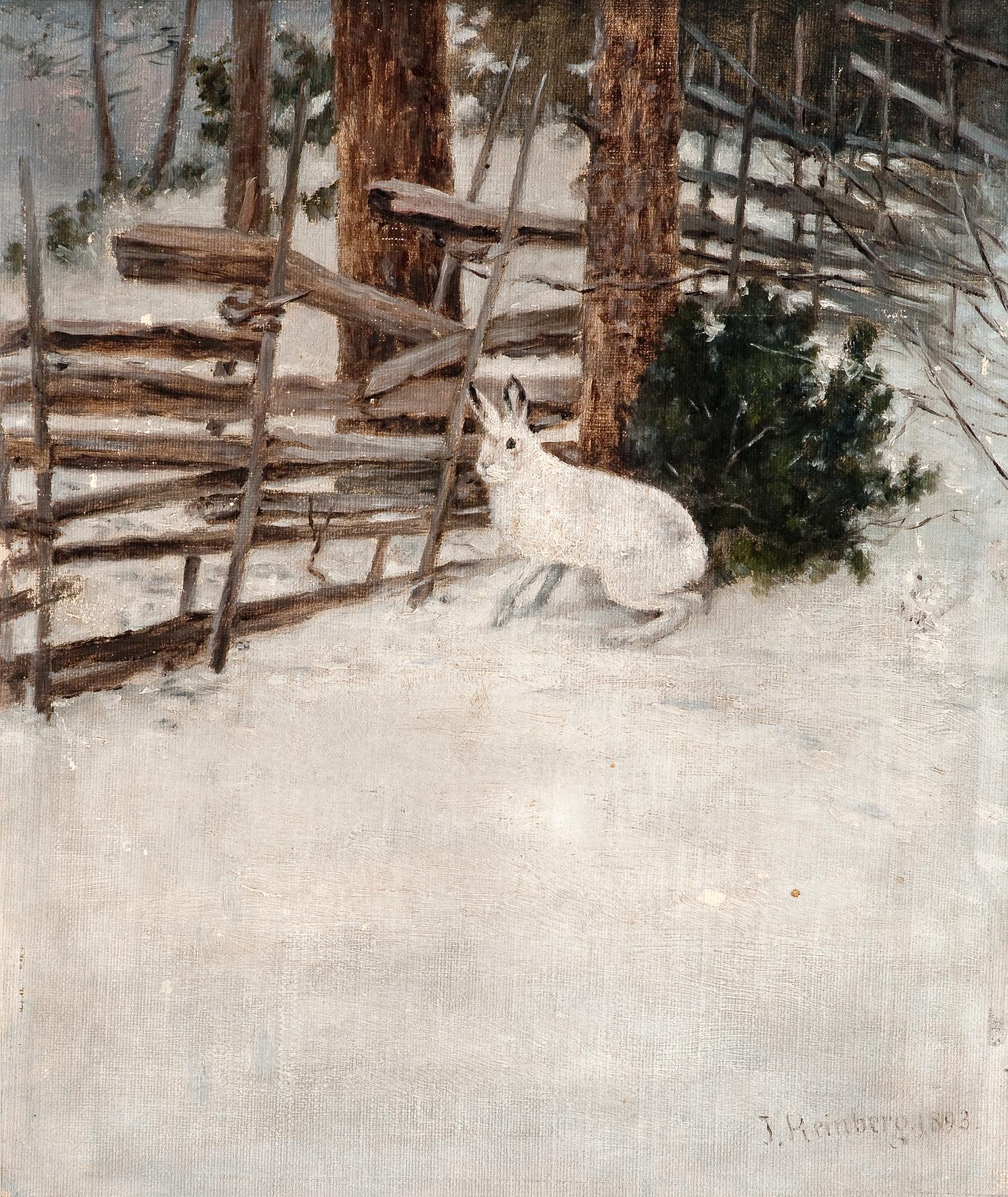 Johan Jakob Reinberg, A HARE IN A WINTER LANDSCAPE.