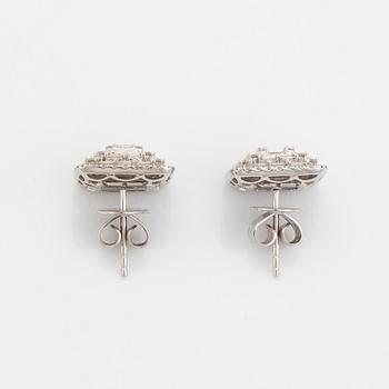 Baguette and brilliant cut diamond earrings.