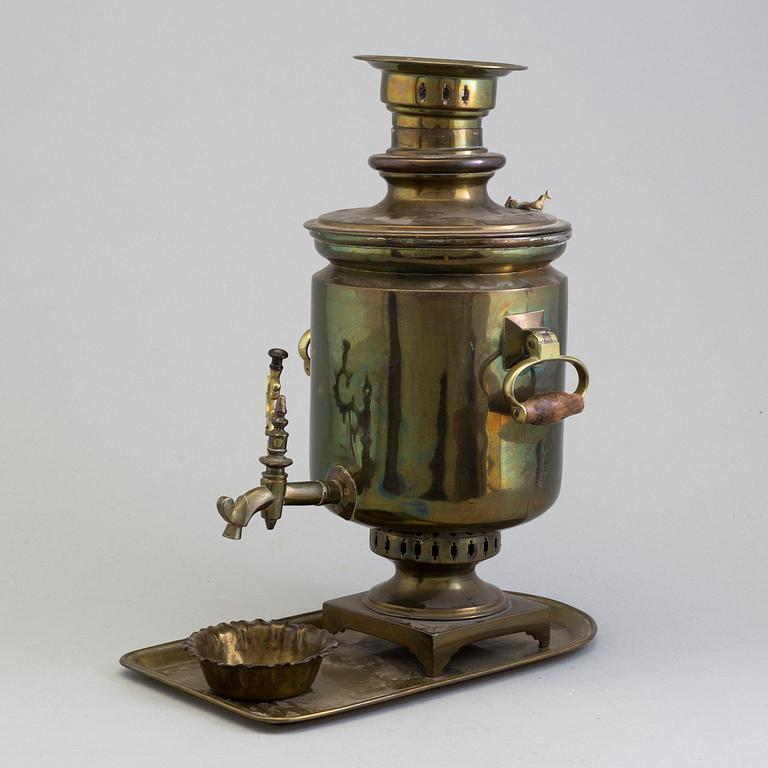 A russian 19 th century brass samovar.