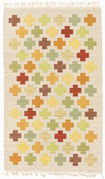 Ingrid Hellman-Knafve, a flat weave rug, signed IHK, c. 206 x 125 cm.