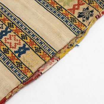 A, 19th century flat weave carrige cushion, c 102 x 51 cm, probably Järrestads district.