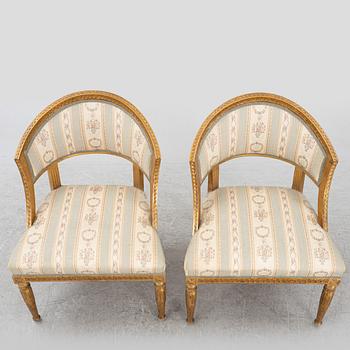 A pair of late Gustaivan style armchairs, 19th century.