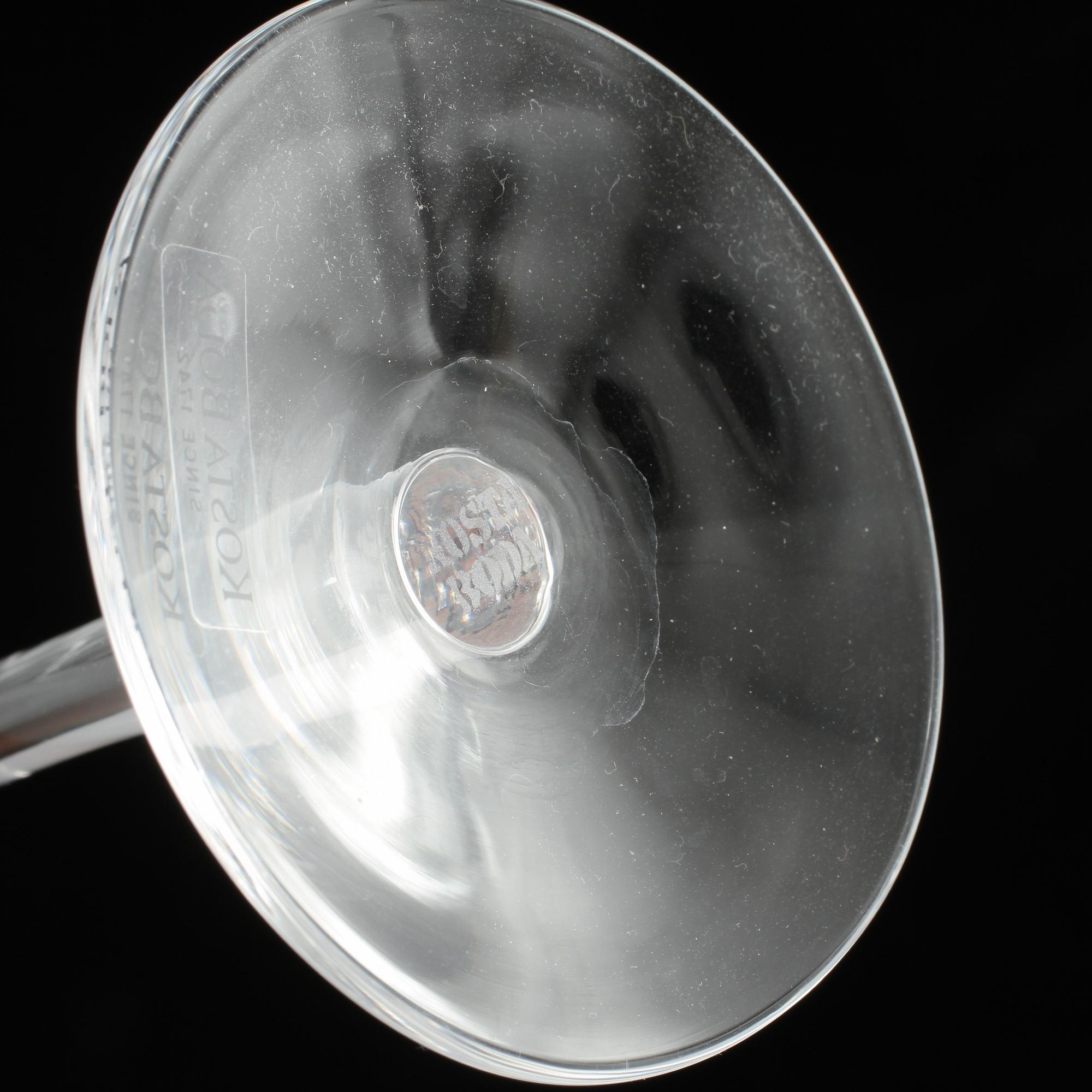 CHAMPAGNEGLAS, 8 st, "Chateau", Bertil Vallien, Kosta Boda, 1900-talets fjärde kvartal.