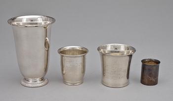 PARTI SILVER, 7 delar, bla Rolf Karlsson och Rey Urban, 1900-tal. Tot vikt ca 900 gram.