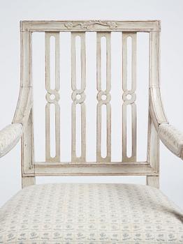 A pair of Gustavian armchairs by M Lundberg (1775-1812).