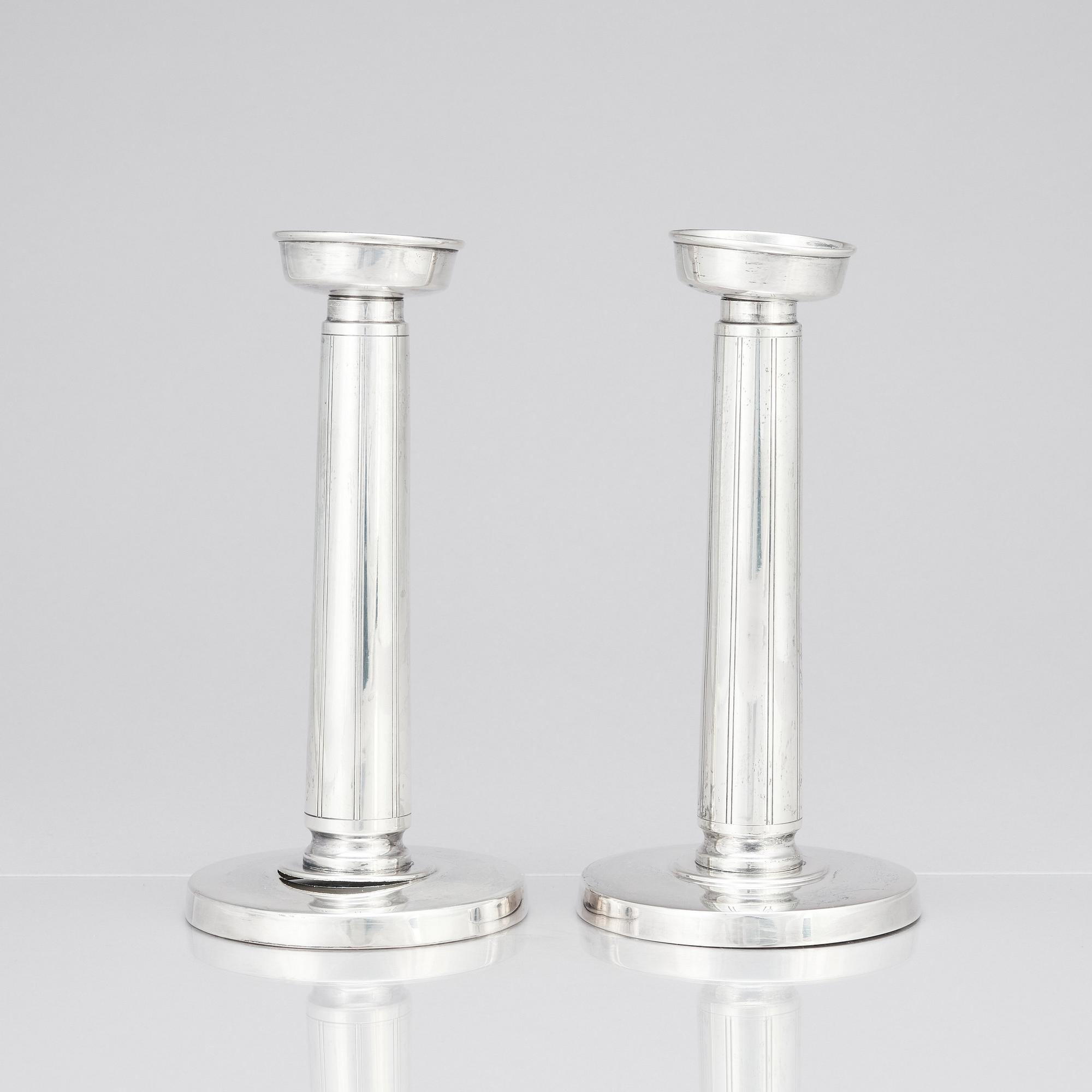 Gustaf Janson, ljusstakar, ett par, C.G Hallberg, Stockholm 1961, sterling silver.