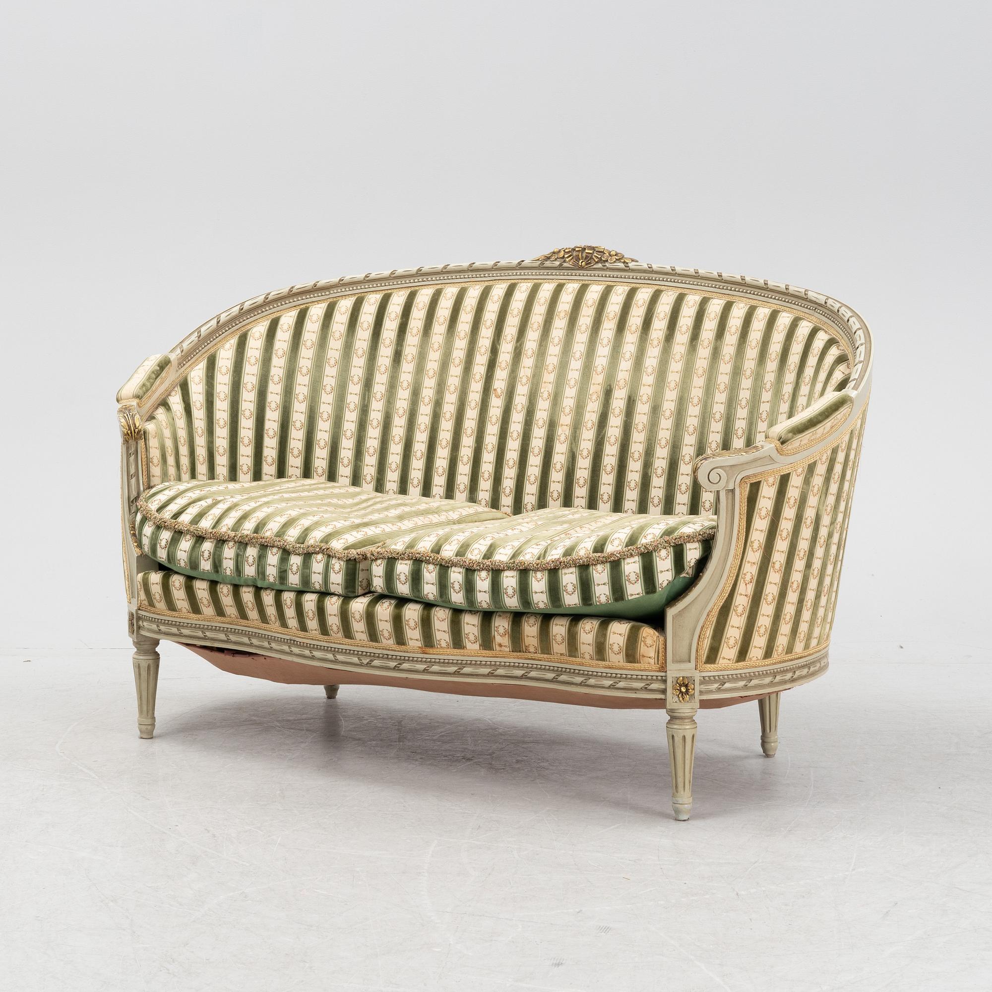 A four piece Gustavian style furniture group, first half of the 20th century.