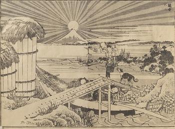 Katsushika Hokusai, träsnitt 2 st, Japan 1836.