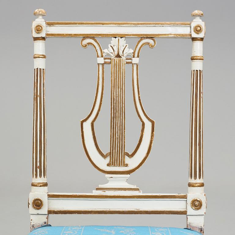 STOLAR, sju stycken (3+2+2), av Erik Öhrmark (mästare i Stockholm 1777-1813), gustavianska, 1700-talets slut.