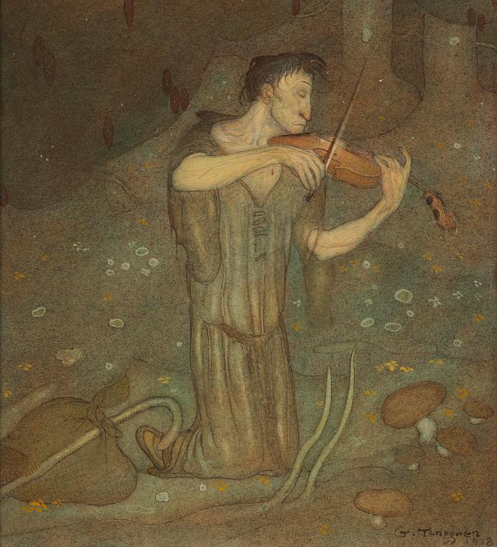 Gustaf Adolf Tenggren, A fiddler in the forest.