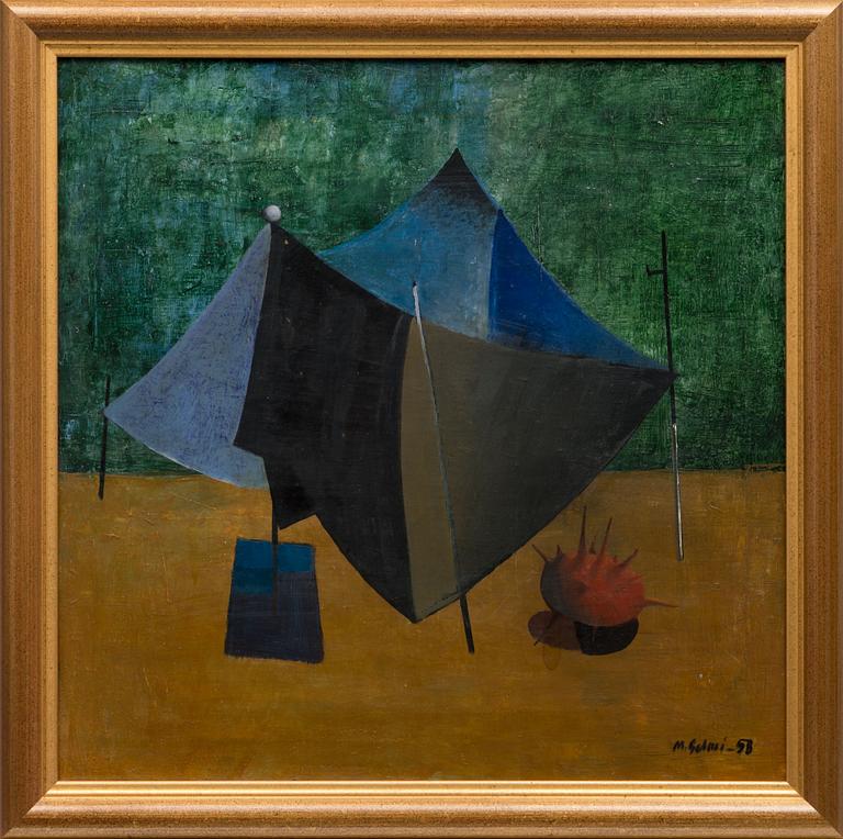 MAX SALMI, öljy kankaalle, signeerattu ja päivätty -58.