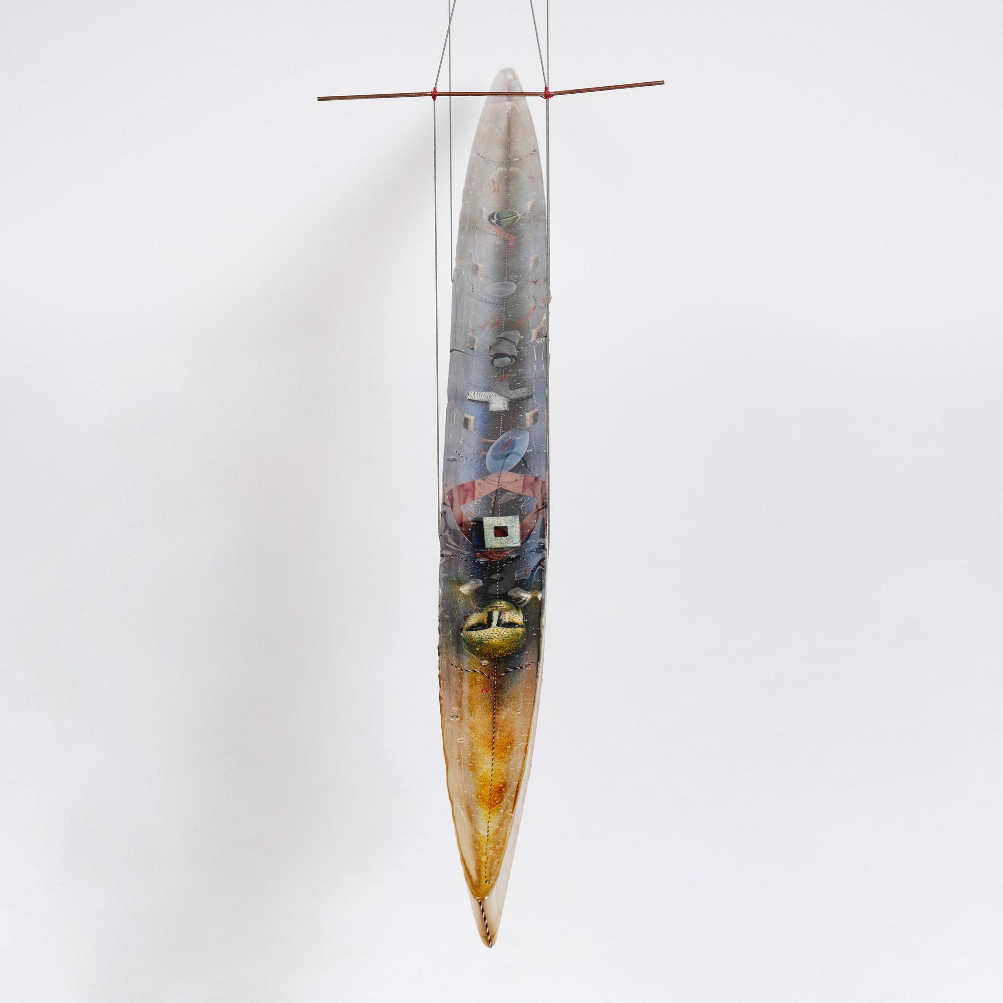 Bertil Vallien, a monumental sand cast glass sculpture of a boat, Kosta Boda, Sweden, 21st century.