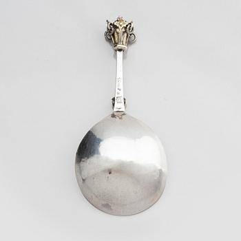 Conrad Heitmüller, sked, delvis förgyllt silver, Nyköping 1775.