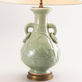 A 20th century Chinese celadon porcelain table lamp.