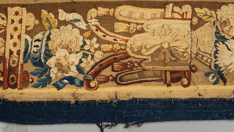 A tapestry, "Verdure", tapestry weave, "entre-fenêtre", Aubusson around 1700-first half of the 18th century.