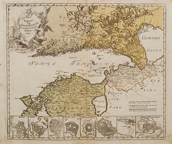 MAP - GEORG BIURMAN, 'Regiones ad Sinum Finnicum Accuratissime Delineatae Holmiae', 1742.