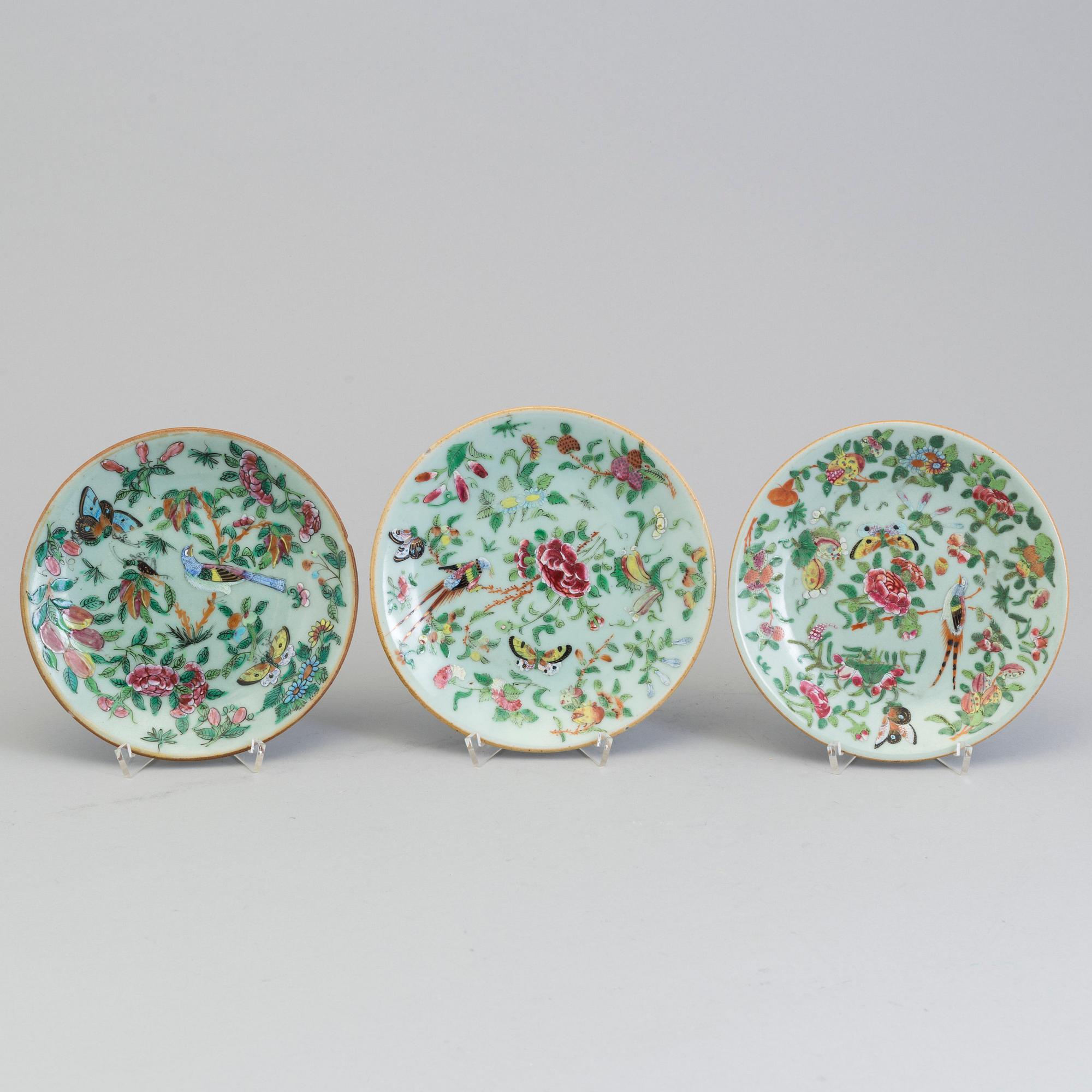 Five Canton enamelled porcelain dishes, Qing dynasty, late 19th century.