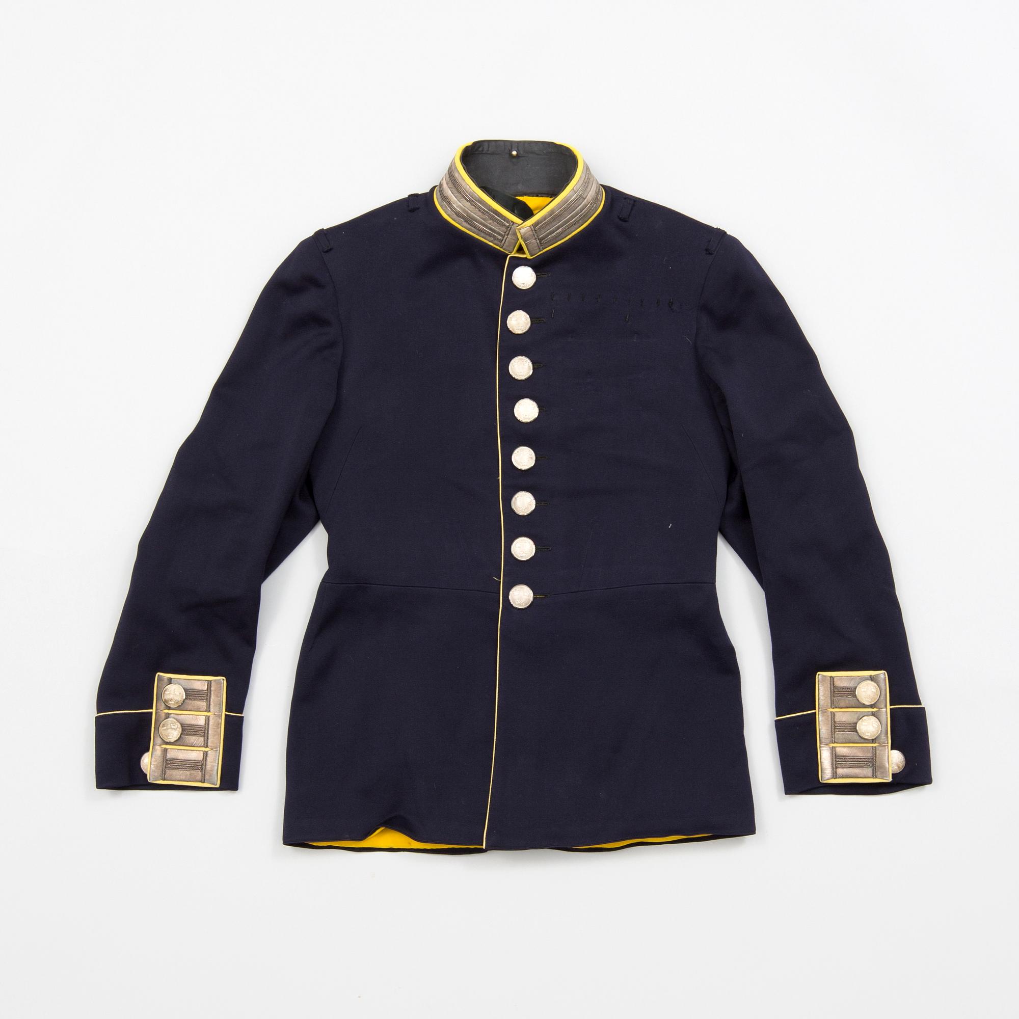 a Swedish early 20th Century four piece Swedish military uniform for captain at Svea Livgarde in Stockholm.
