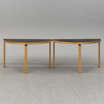 ALVAR AALTO, two model 95 tables with four stools.