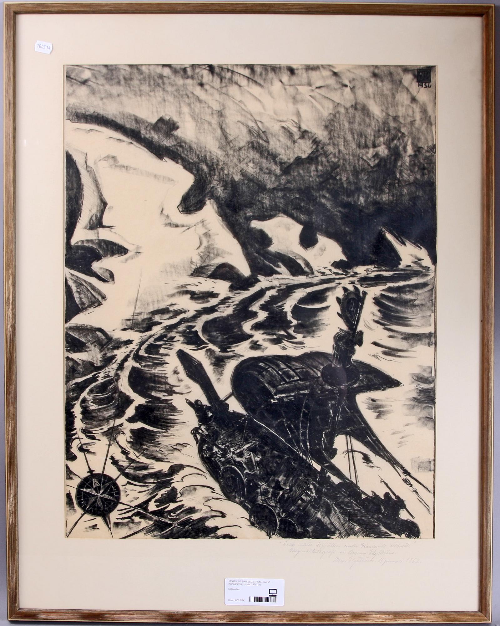 OSSIAN ELGSTRÖM, litografi, monogramsign o dat 1936.