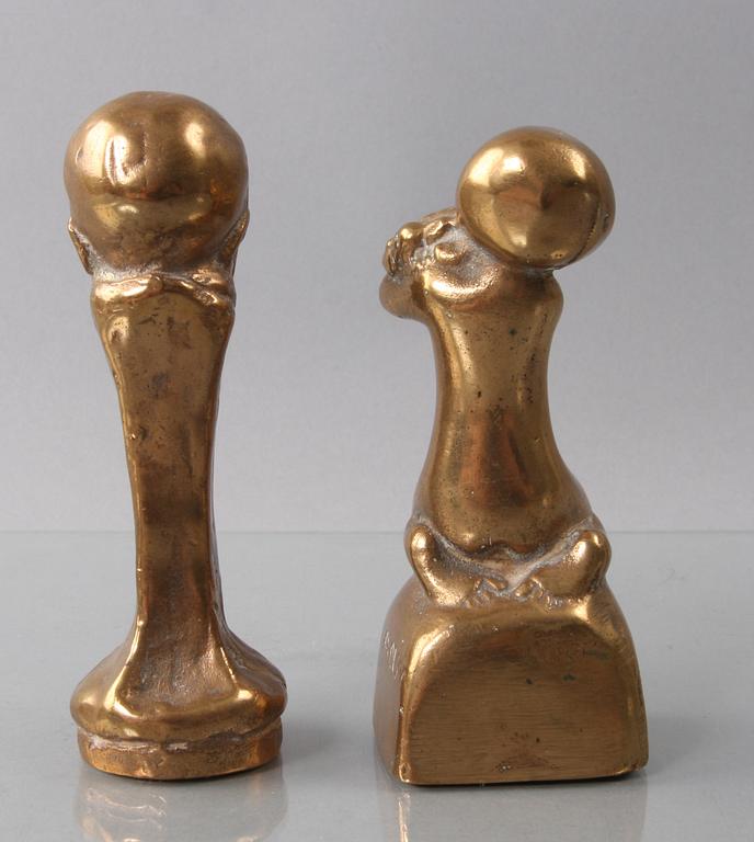 ANDERS OLSON och OKÄND KONSTNÄR, skulpturer, 2 st, brons.