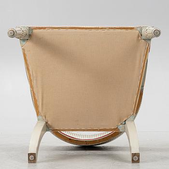 A late Gustavian style armchair, late 20th Century.