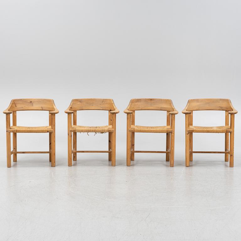 Rainer Daumiller, a set of four pine armchairs, Denmark, 1960s/70s.