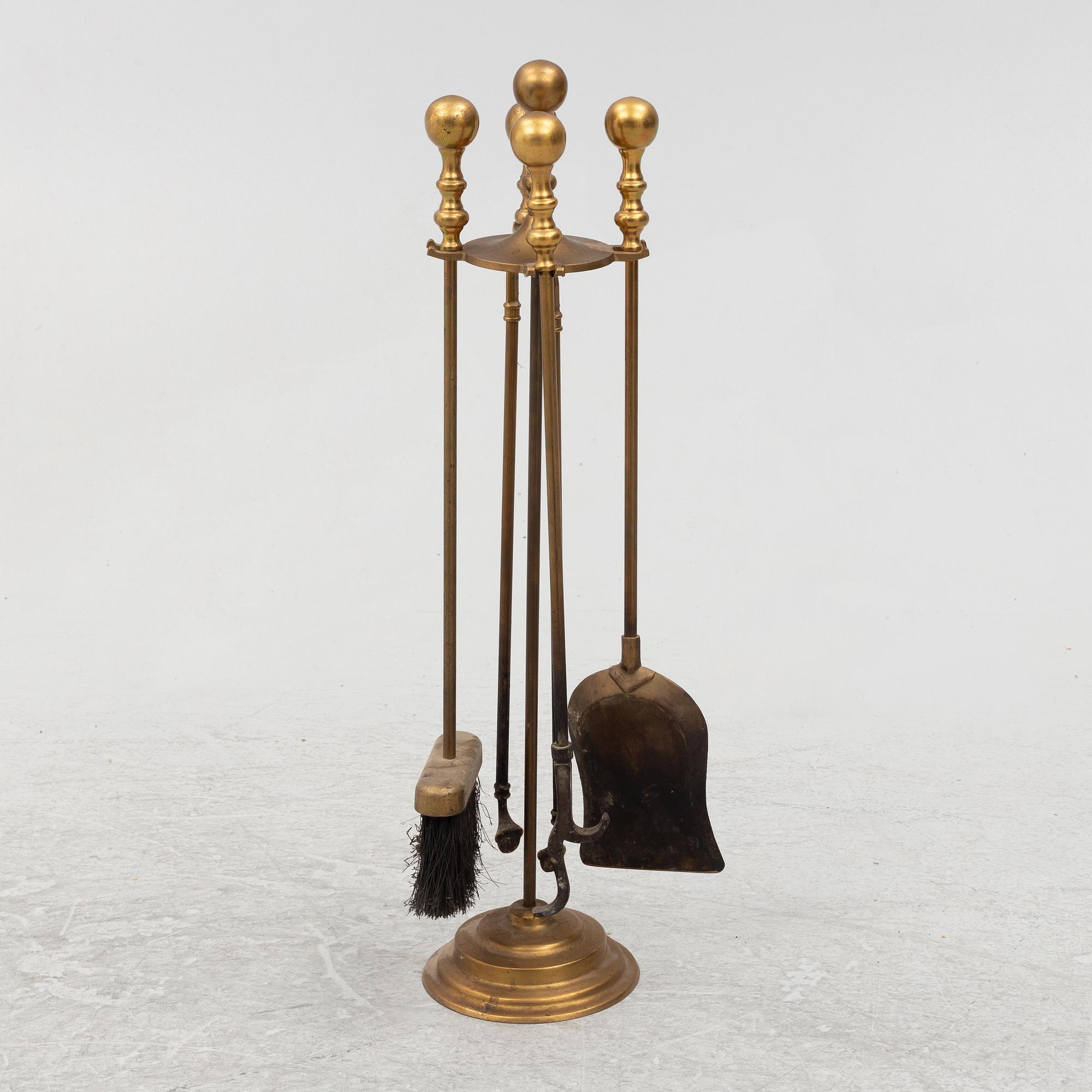 Brass fire utensils, early 20th Century.