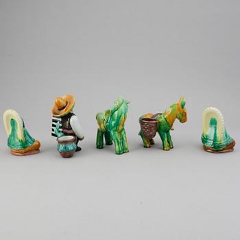 Gunnar Nylund, five stoneware and creamware figurines, Rörstrand, Sweden mid 20th century.
