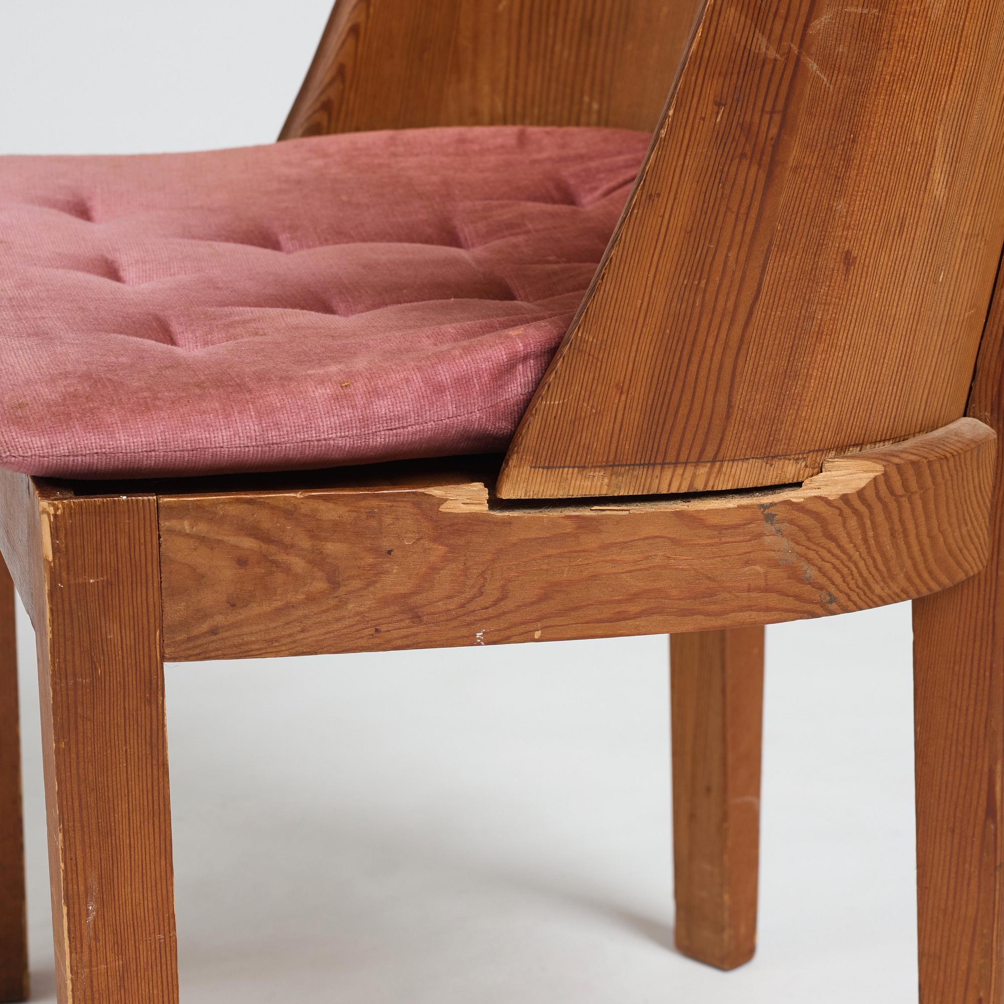 Axel Einar Hjorth, a stained pine low back "Lovö" chair, Nordiska Kompaniet, Sweden 1930's.