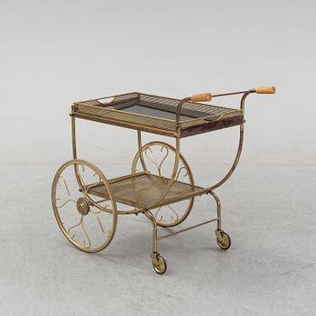 A brass serving trolley/drink trolley, possibly from Germany, second half of the 20th century.