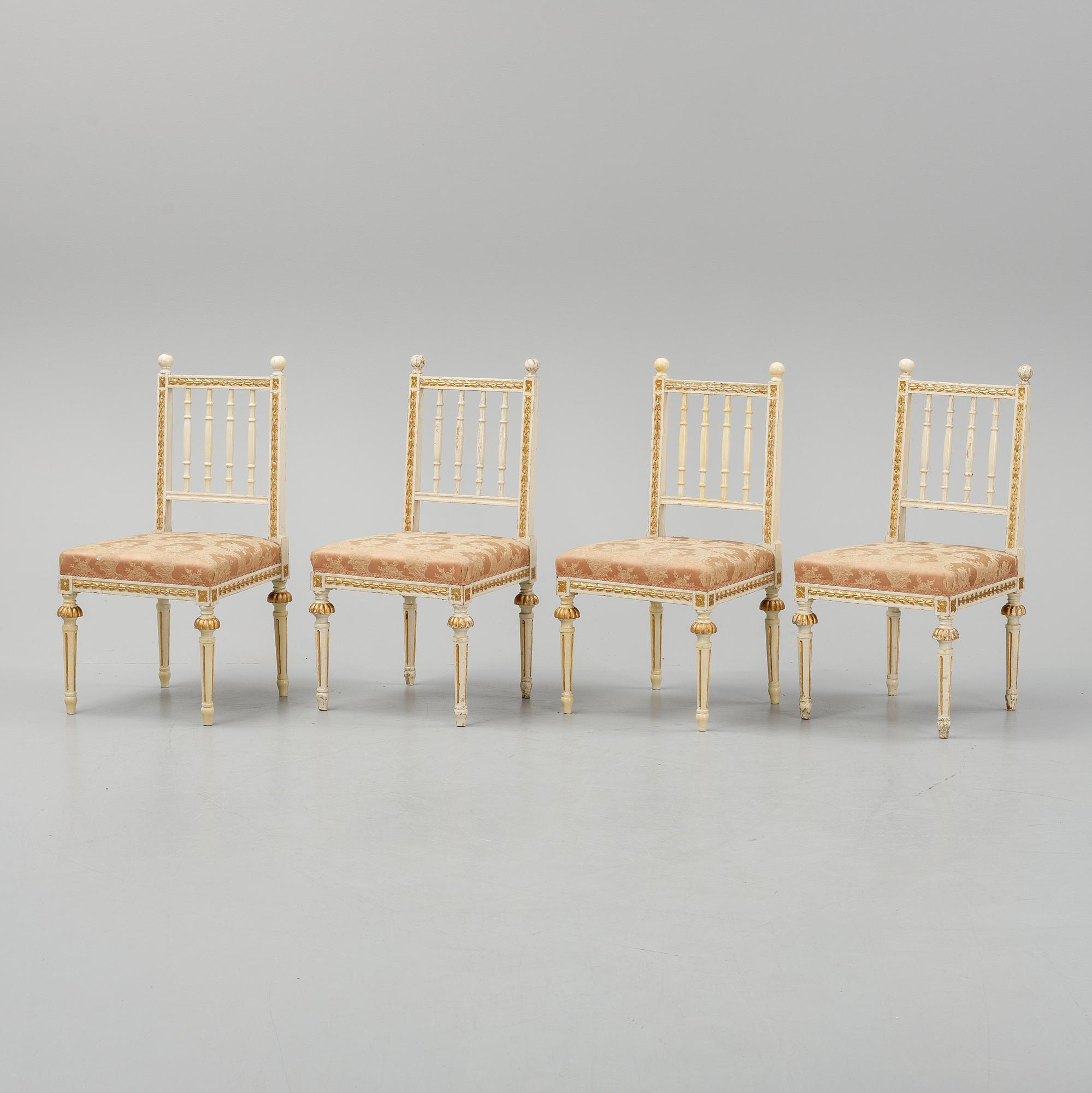 four gustavian style chairs from the second half of the 19th century.