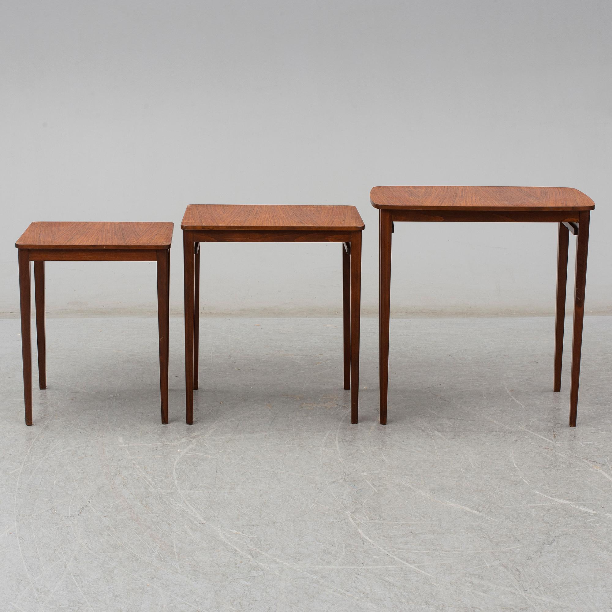 A Swedish three piece nesting table, Gärsnäs, 1960s.