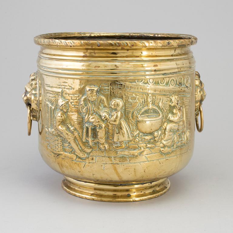 An 18th/19th century brass flower pot.